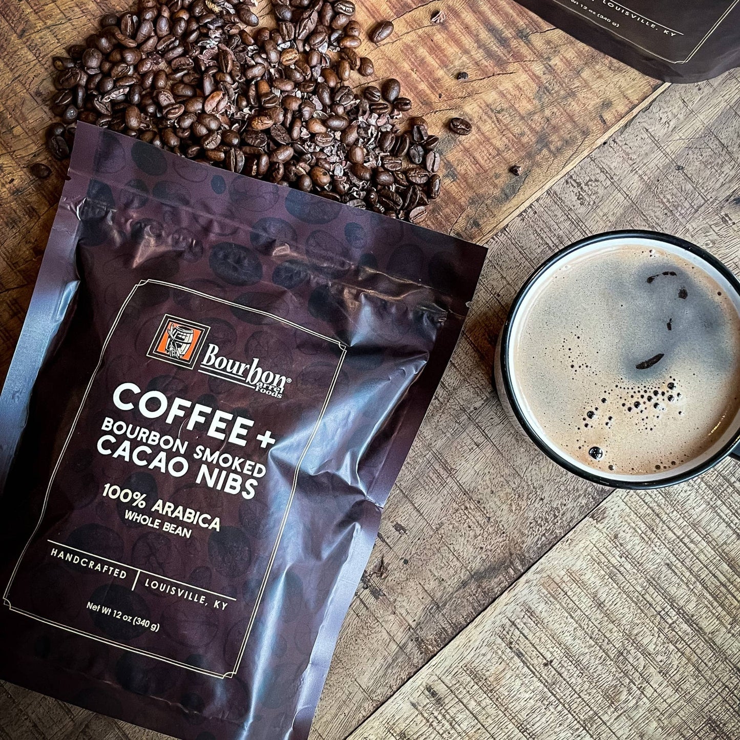 Bourbon Aged Coffee with Bourbon Smoked Cacao Nibs