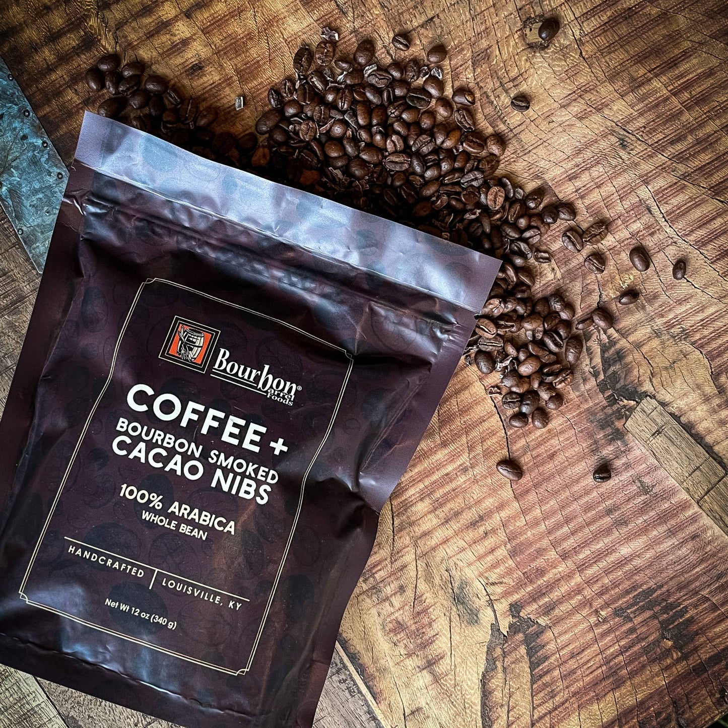Bourbon Aged Coffee with Bourbon Smoked Cacao Nibs