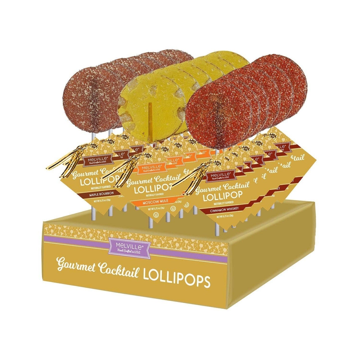 Gourmet Cocktail Lollipop Assortment - Moscow Mule, Maple Bourbon, Cinnamon Whisky - 3 Pack