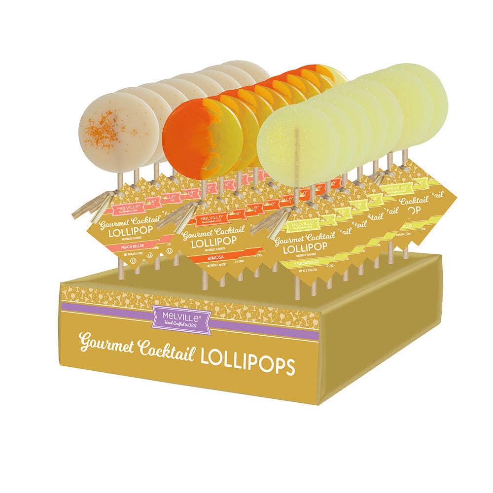 Gourmet Cocktail Lollipop Assortment - Limoncello, Peach Bellini, Mimosa - 3 Pack