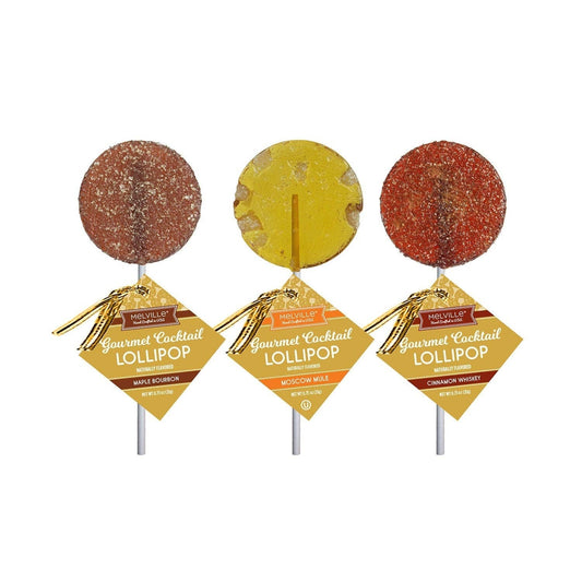 Gourmet Cocktail Lollipop Assortment - Moscow Mule, Maple Bourbon, Cinnamon Whisky - 3 Pack