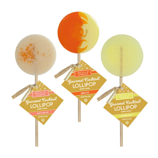 Gourmet Cocktail Lollipop Assortment - Limoncello, Peach Bellini, Mimosa - 3 Pack