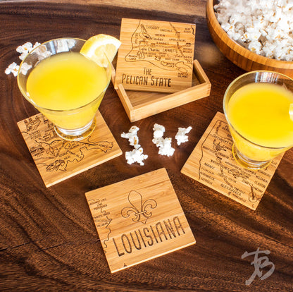 Louisiana Puzzle 4-Pc. Coaster Set with Case